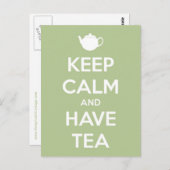 Behalt Ruhe und habe Teebeutel grün Postkarte (Vorne/Hinten)