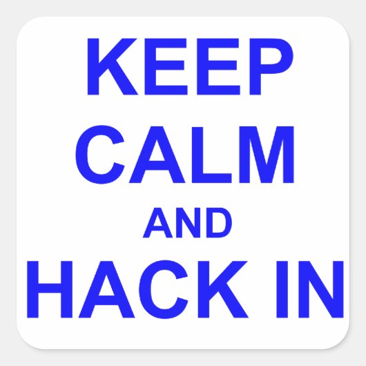 Behalt Ruhe und Hack in graublau schwarz Quadratischer Aufkleber (Vorderseite)