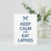 Behalt Ruhe und iss Latkes Postkarte (Stehend Vorderseite)