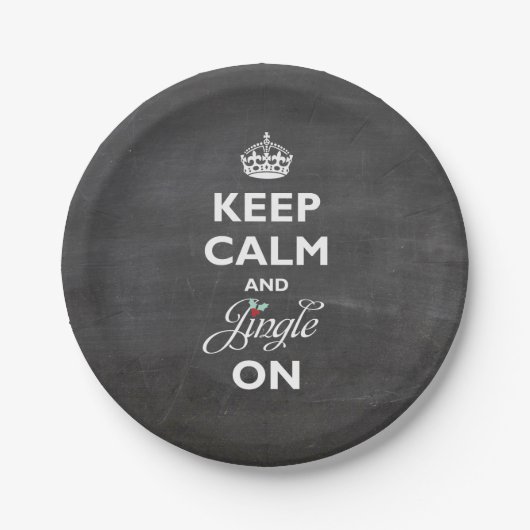 Behalt Ruhe und Jingle auf Chalkboard Funny Holida Pappteller (Vorderseite)