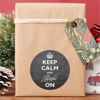 Behalt Ruhe und Jingle auf Chalkboard Funny Holida Runder Aufkleber