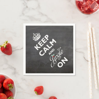 Behalt Ruhe und Jingle auf Chalkboard Funny Holida Serviette