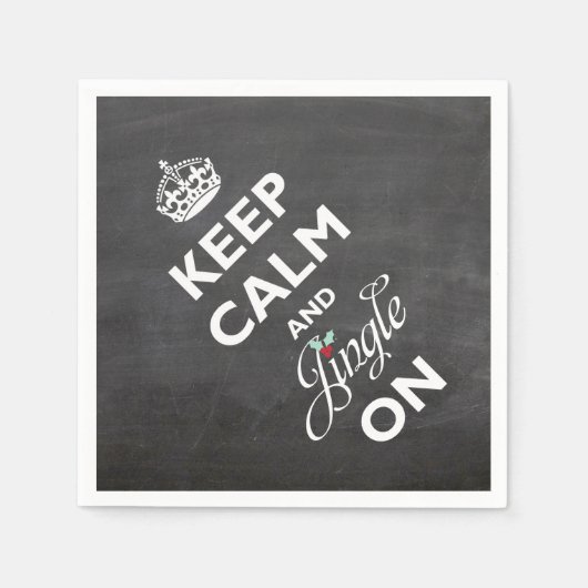 Behalt Ruhe und Jingle auf Chalkboard Funny Holida Serviette (Vorderseite)