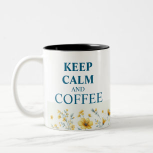 Behalt Ruhe und Kaffee Blumendesign Kaffeemaschine Zweifarbige Tasse
