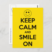 Behalt Ruhe und Lächeln auf Gelb Postkarte (Vorne/Hinten)