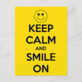 Behalt Ruhe und Lächeln auf Gelb Postkarte (Vorderseite)