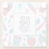 Behalt Ruhe und Lächeln auf| Niedlicher Satz Glasuntersetzer (Rückseite)