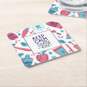 Behalt Ruhe und Lächeln auf| Niedlicher Satz Rechteckiger Pappuntersetzer (angewinkelt)