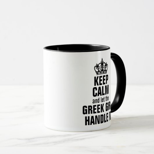 Behalt Ruhe und Lass der griechischen Girl Handle Tasse (VorderseiteRechts)