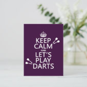 Behalt Ruhe und lass uns Darts spielen Postkarte (Stehend Vorderseite)