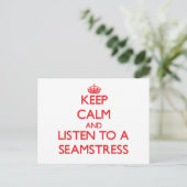 Behalt Ruhe und lausche Seamstress Postkarte (Stehend Vorderseite)