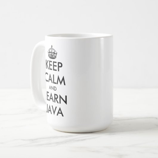 Behalt Ruhe und lerne Java lustige Programmierer Kaffeetasse (Vorderseite Links)