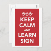 Behalt Ruhe und lerne Zeichen. Postkarte. Postkarte (Vorne/Hinten)