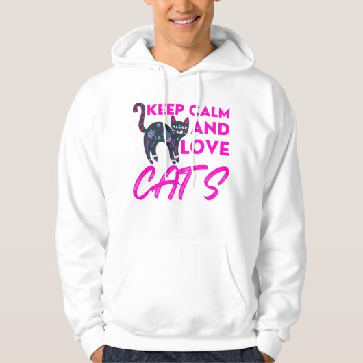 Behalt Ruhe und Liebe Katzen Weihnachten Hoodie (Vorderseite)