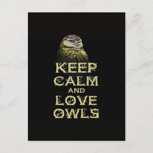 Behalt Ruhe und Liebe Owls Original Owl Geschenkar Postkarte (Vorderseite)