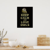 Behalt Ruhe und Liebe Owls Plakat Originale Schüss (Küche)