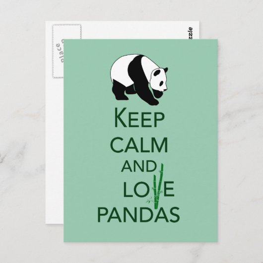 Behalt Ruhe und Liebe Pandas Geschenk Kunst drucke Postkarte (Vorne/Hinten)