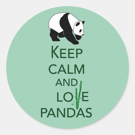Behalt Ruhe und Liebe Pandas Geschenk Kunst drucke Runder Aufkleber (Vorderseite)