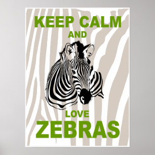 Behalt Ruhe und Liebe Zebras Fun Animal Poster Pri