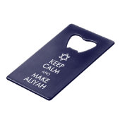 Behalt Ruhe und mache Aliyah Geldkarten Flaschenöffner (Vorderseite Schrägansicht)