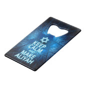 Behalt Ruhe und mache Aliyah Kreditkarten Flaschenöffner (Vorderseite Schrägansicht)