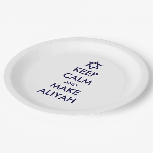 Behalt Ruhe und mache Aliyah Pappteller (Schrägansicht)