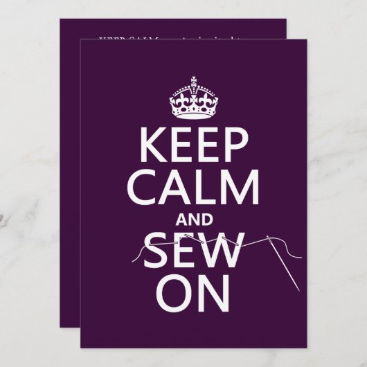 Behalt Ruhe und Nähen (in allen Farben) Einladung (Vorne/Hinten)