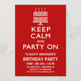Behalt Ruhe und Party am Geburtstag Einladung