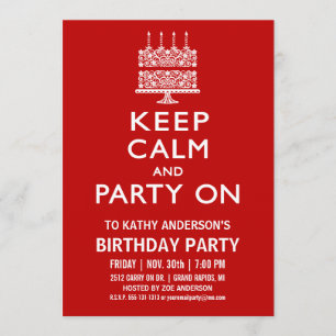Behalt Ruhe und Party am Geburtstag Einladung