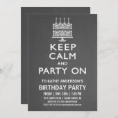 Behalt Ruhe und Party am Geburtstag Einladung (Vorne/Hinten)