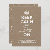 Behalt Ruhe und Party auf Kraft Funny Holiday Part Einladung (Vorne/Hinten)