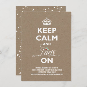 Behalt Ruhe und Party auf Kraft Funny Holiday Part Einladung