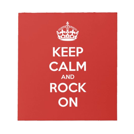 Behalt Ruhe und Rock On Notizblock (Vorderseite)