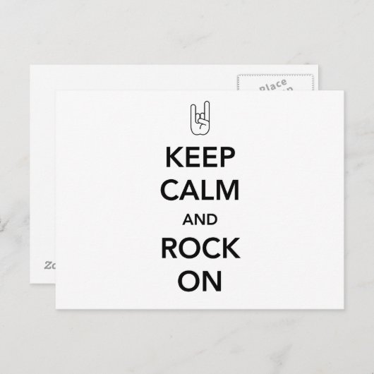 Behalt Ruhe und Rock On Postkarte (Vorne/Hinten)