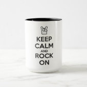 Behalt Ruhe und Rock On Tasse (Zentrum)