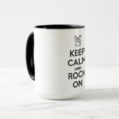 Behalt Ruhe und Rock On Tasse (Vorderseite Links)