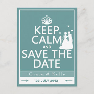 Behalt Ruhe und Save the Date Lesben Ankündigungspostkarte