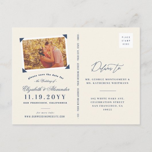 Behalt Ruhe und Save the Date locker Script Funny  Ankündigungspostkarte (Rückseite)