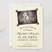 Behalt Ruhe und Save the Date schwarze Chalkboard  Ankündigung (Rückseite)