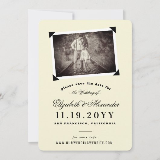 Behalt Ruhe und Save the Date schwarze Chalkboard Ankündigung (Rückseite)