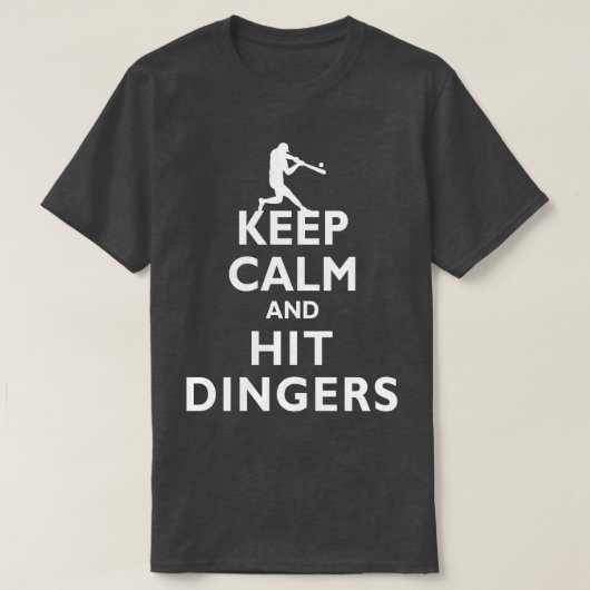Behalt Ruhe und Schläge Dingers Baseball Softball T-Shirt (Design vorne)