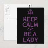 Behalt Ruhe und sei eine Lady Postkarte (Vorne/Hinten)