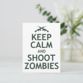 Behalt Ruhe und Shoot Zombies Postkarte (Stehend Vorderseite)