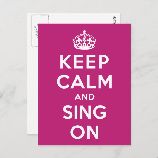 Behalt Ruhe und Sing On Postkarte (Vorne/Hinten)