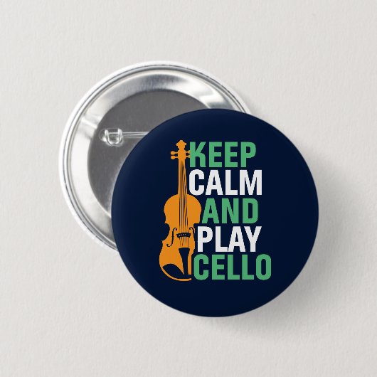Behalt Ruhe und spiele Cello Funny Cello Spieler Button (Vorne & Hinten)