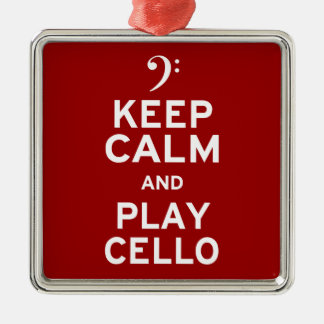 Behalt Ruhe und spiele Cello Silbernes Ornament
