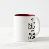 Behalt Ruhe und spiele Cello Zweifarbige Tasse (VorderseiteRechts)