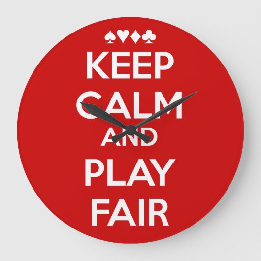 Behalt Ruhe und spiele fair Große Wanduhr (Vorderseite)