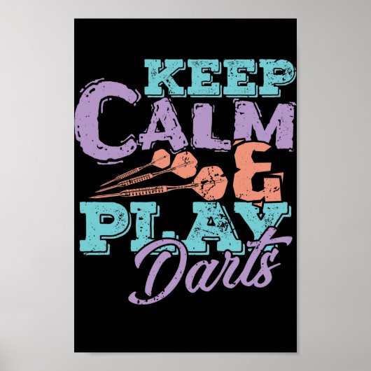 Behalt Ruhe und spielende Darts Poster (Vorne)