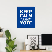 "Behalt Ruhe und Stimme" weiß, blau Poster (Heimbüro)